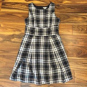 Vintage Voll USA Black & Yellow Plaid Sleeveless Knee Length Dress, size M